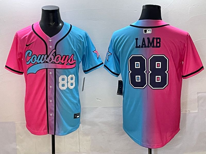 Men 2025 Dallas Cowboys 88 Lamb Blue pink Nike Limited NFL Jersey style 002